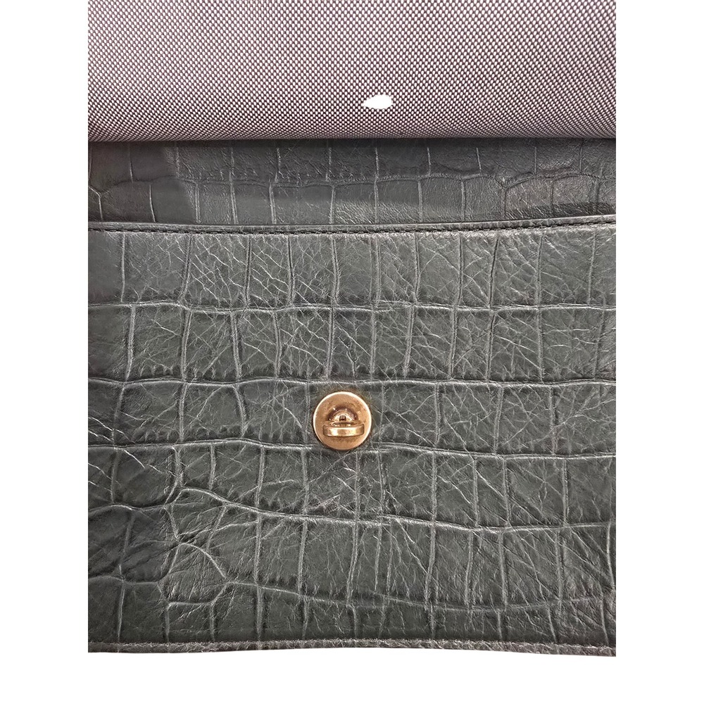 🆕️Fossil Forest Green Croc Embossed Leather Nubuck Suede Crossbody Bag Turnlock - Picture 14 of 15